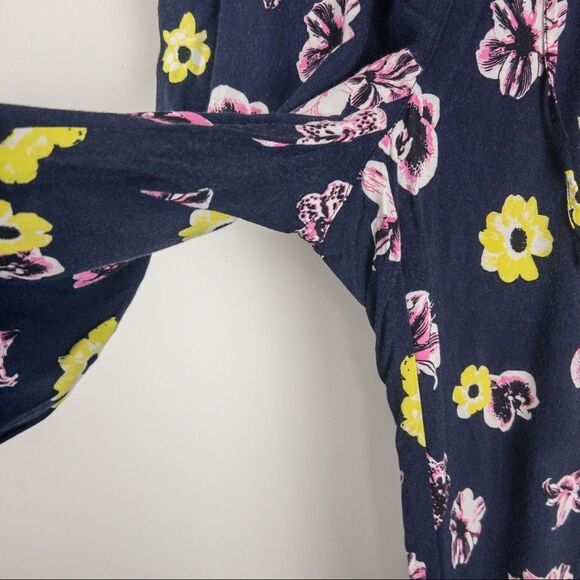 𝅺J Crew Factory Womens Size 4 Blue Floral Soft Pull On Pants Cuffed Lightweight - Picture 4 of 8